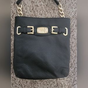 Michael Kors Crossbody Bag Womens Small Black Leather Hamilton Purse